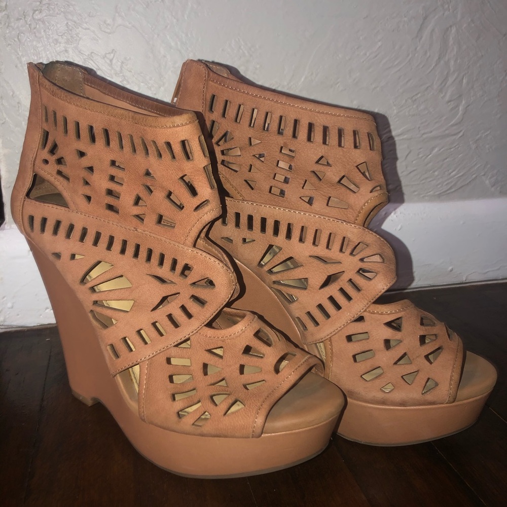 Gianni Bini Lana Laser-Cut Perforated Wedges